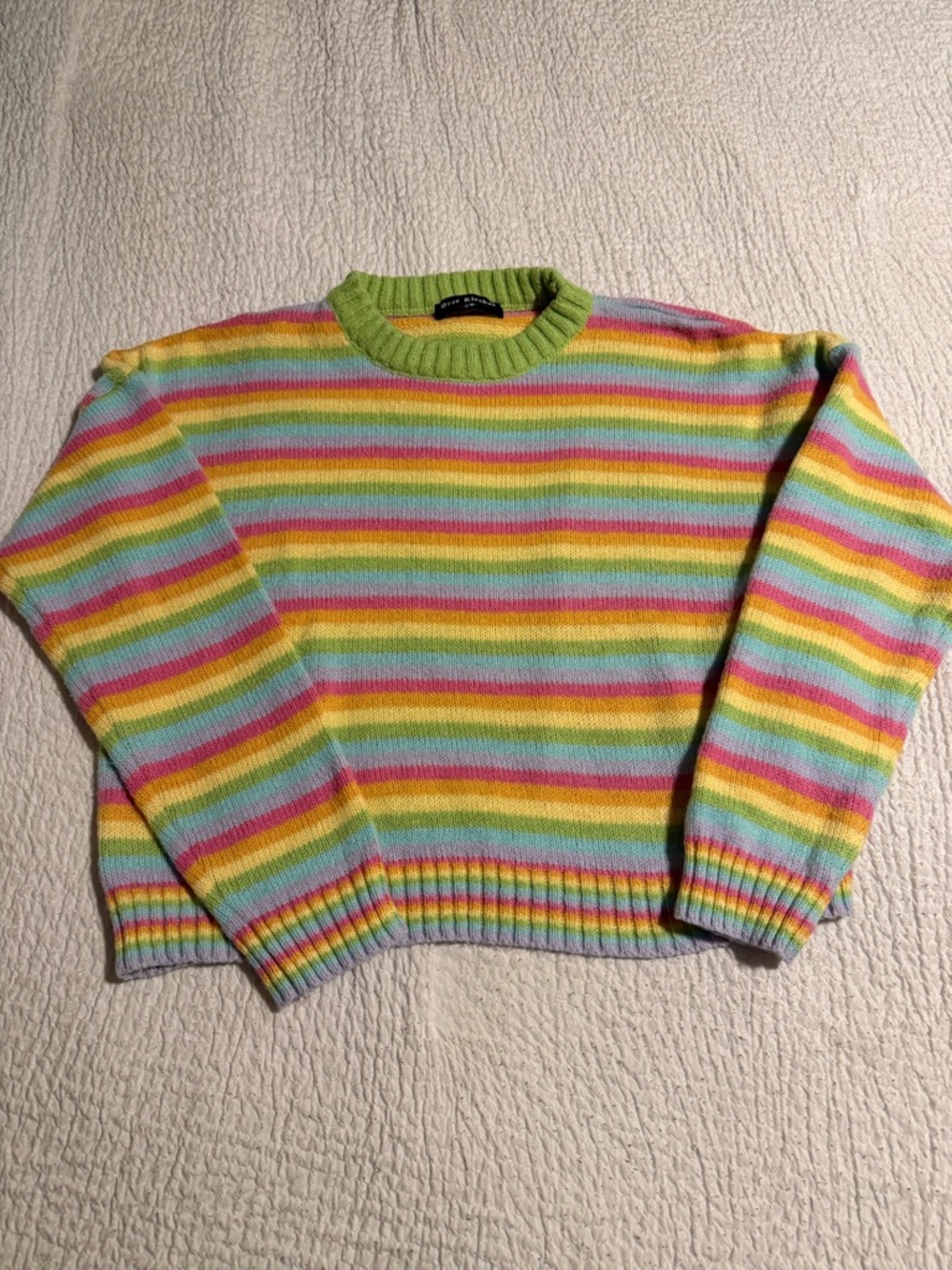 Over Kleshas Cozy Pastel Striped Crewneck Sweater - Multi